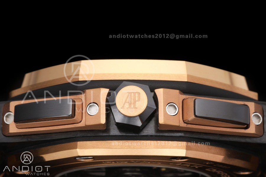 Royal Oak Offshore 44mm Forged Carbon RG Bezel JF 1:1 Best Edition Black Dial on Rubber Strap A3126