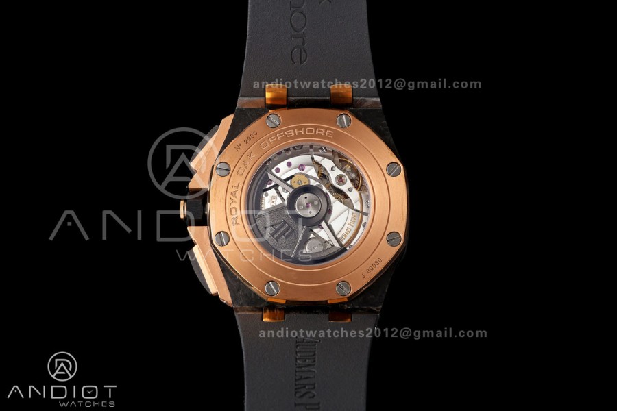 Royal Oak Offshore 44mm Forged Carbon RG Bezel JF 1:1 Best Edition Black Dial on Rubber Strap A3126