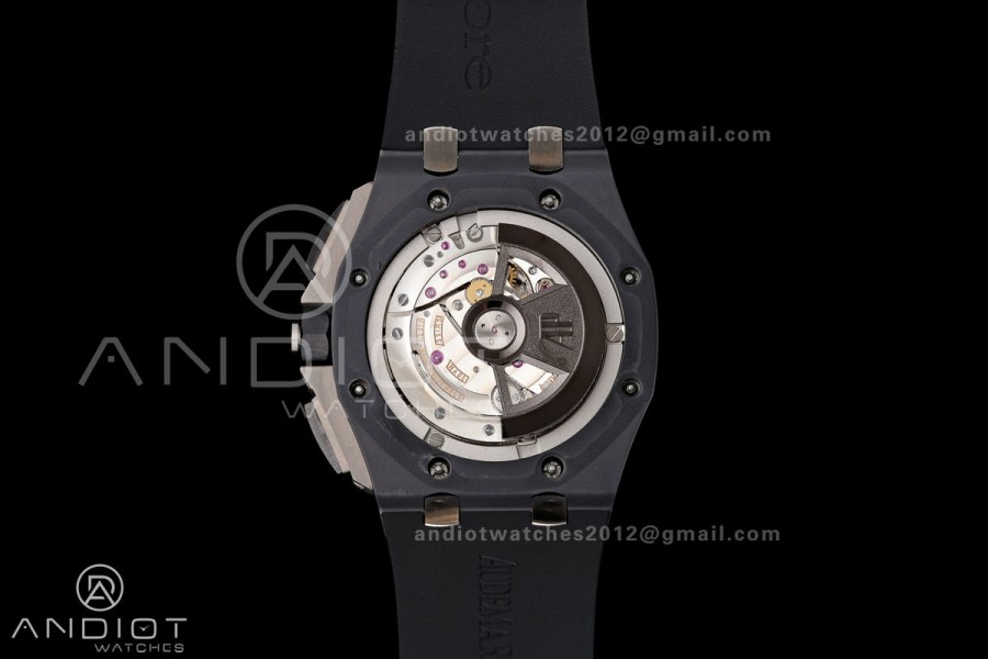 Royal Oak Offshore 44mm Black Ceramic Bezel JF 1:1 Best Edition Gray Dial on Rubber Strap A3126