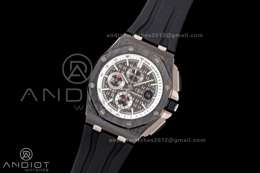 Royal Oak Offshore 44mm Black Ceramic Bezel JF 1:1 Best Edition Gray Dial on Rubber Strap A3126