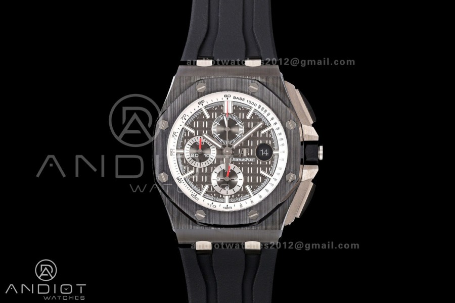 Royal Oak Offshore 44mm Black Ceramic Bezel JF 1:1 Best Edition Gray Dial on Rubber Strap A3126