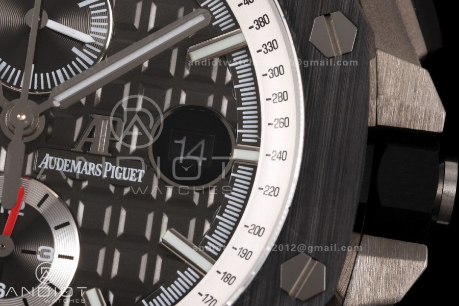 Royal Oak Offshore 44mm Black Ceramic Bezel JF 1:1 Best Edition Gray Dial on Rubber Strap A3126