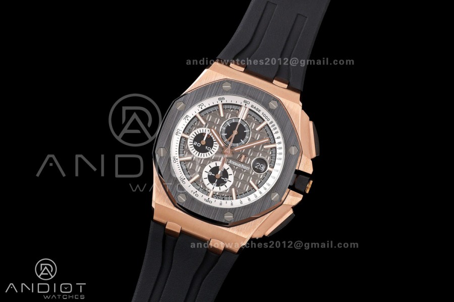 Royal Oak Offshore 44mm RG Ceramic Bezel JF 1:1 Best Edition Gray Dial on Rubber Strap A3126