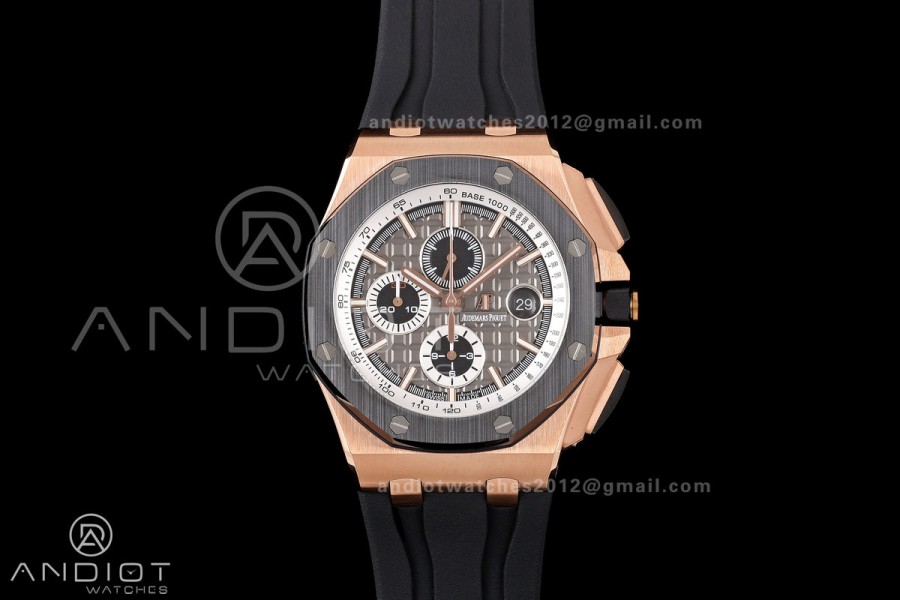 Royal Oak Offshore 44mm RG Ceramic Bezel JF 1:1 Best Edition Gray Dial on Rubber Strap A3126