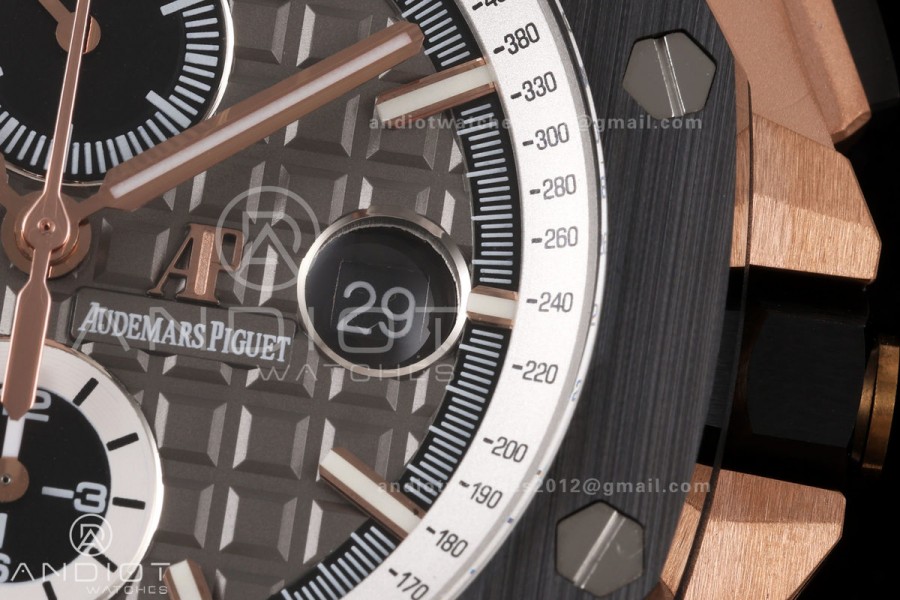 Royal Oak Offshore 44mm RG Ceramic Bezel JF 1:1 Best Edition Gray Dial on Rubber Strap A3126