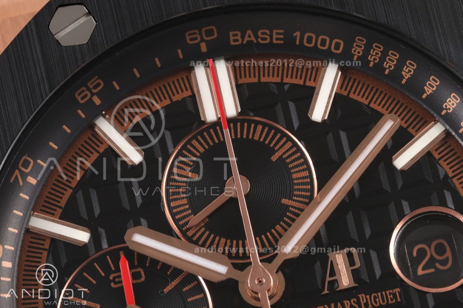 Royal Oak Offshore 44mm RG Ceramic Bezel JF 1:1 Best Edition Black Dial on Rubber Strap A3126