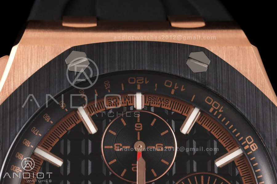 Royal Oak Offshore 44mm RG Ceramic Bezel JF 1:1 Best Edition Black Dial on Rubber Strap A3126