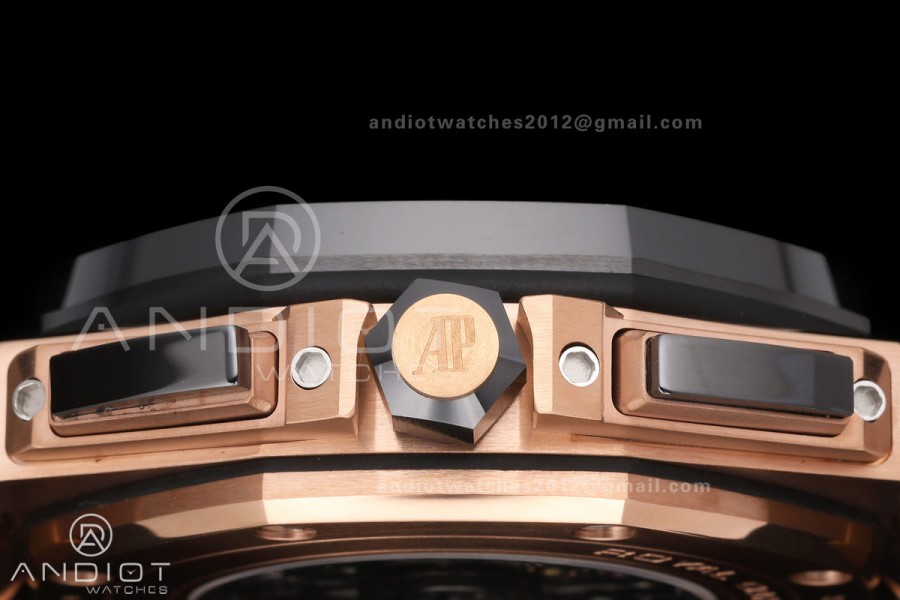 Royal Oak Offshore 44mm RG Ceramic Bezel JF 1:1 Best Edition Black Dial on Rubber Strap A3126