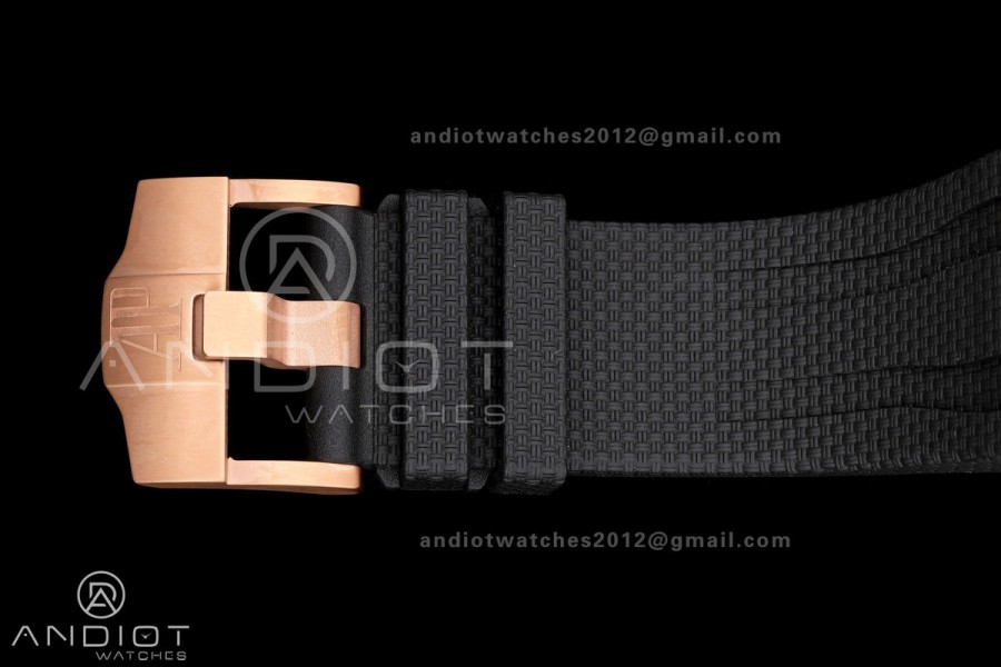 Royal Oak Offshore 44mm RG Ceramic Bezel JF 1:1 Best Edition Black/Silver Dial on Rubber Strap A3126