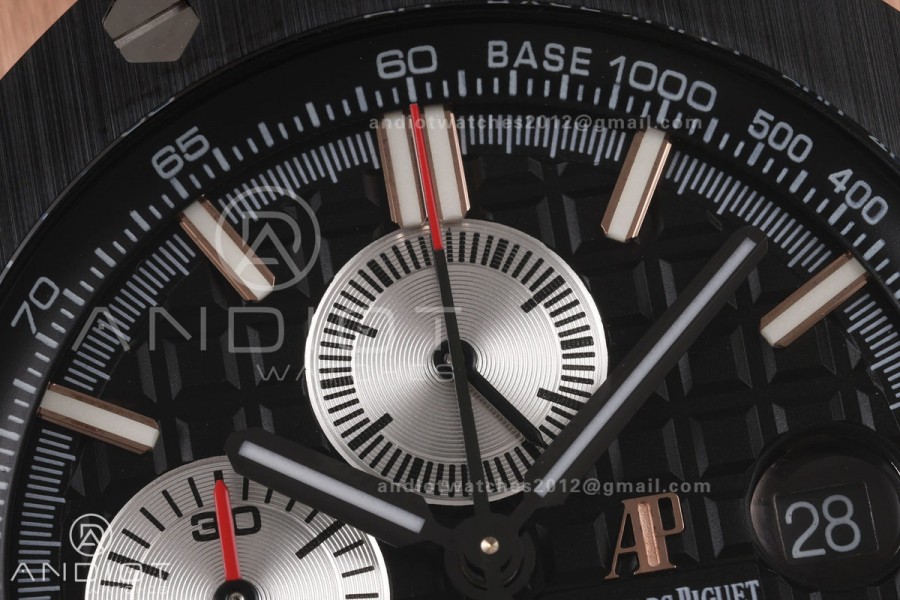 Royal Oak Offshore 44mm RG Ceramic Bezel JF 1:1 Best Edition Black/Silver Dial on Rubber Strap A3126