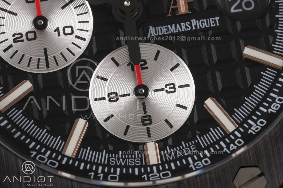Royal Oak Offshore 44mm RG Ceramic Bezel JF 1:1 Best Edition Black/Silver Dial on Rubber Strap A3126
