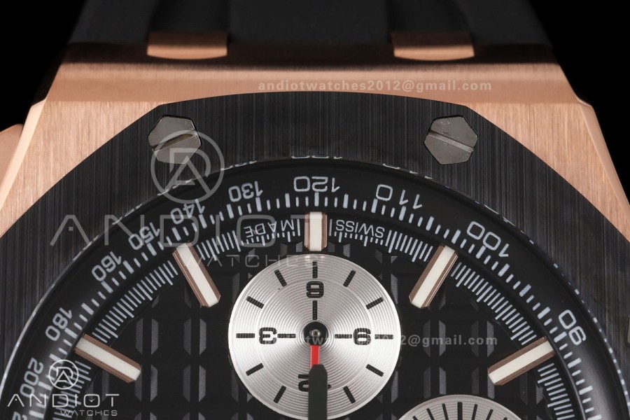 Royal Oak Offshore 44mm RG Ceramic Bezel JF 1:1 Best Edition Black/Silver Dial on Rubber Strap A3126
