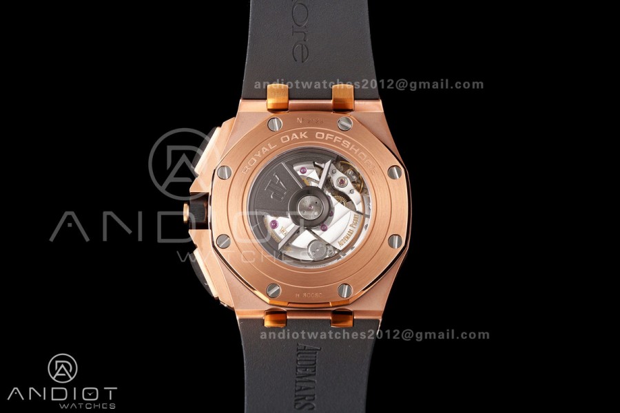 Royal Oak Offshore 44mm RG Ceramic Bezel JF 1:1 Best Edition Black/Silver Dial on Rubber Strap A3126