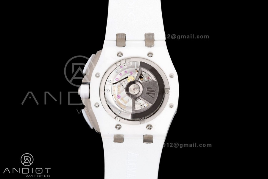 Royal Oak Offshore 44mm White Ceramic JF 1:1 Best Edition White Dial on Rubber Strap A3126