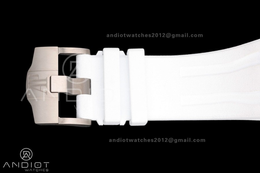 Royal Oak Offshore 44mm White Ceramic JF 1:1 Best Edition White Dial on Rubber Strap A3126