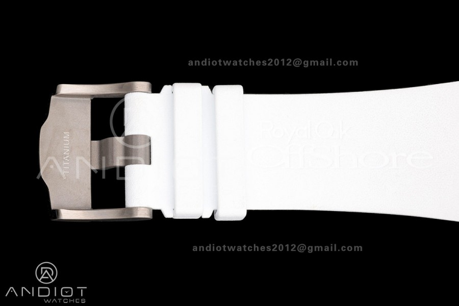 Royal Oak Offshore 44mm White Ceramic JF 1:1 Best Edition White Dial on Rubber Strap A3126
