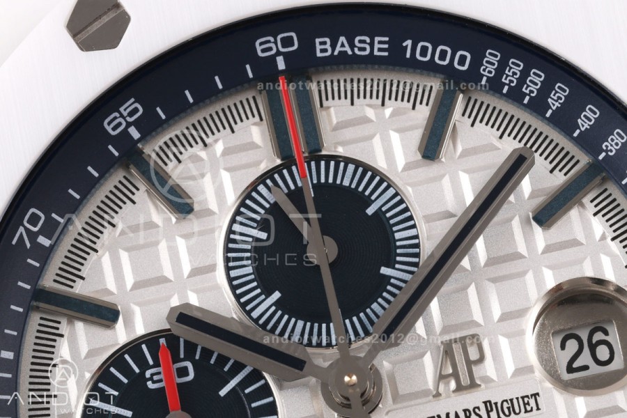 Royal Oak Offshore 44mm White Ceramic JF 1:1 Best Edition White Dial on Rubber Strap A3126