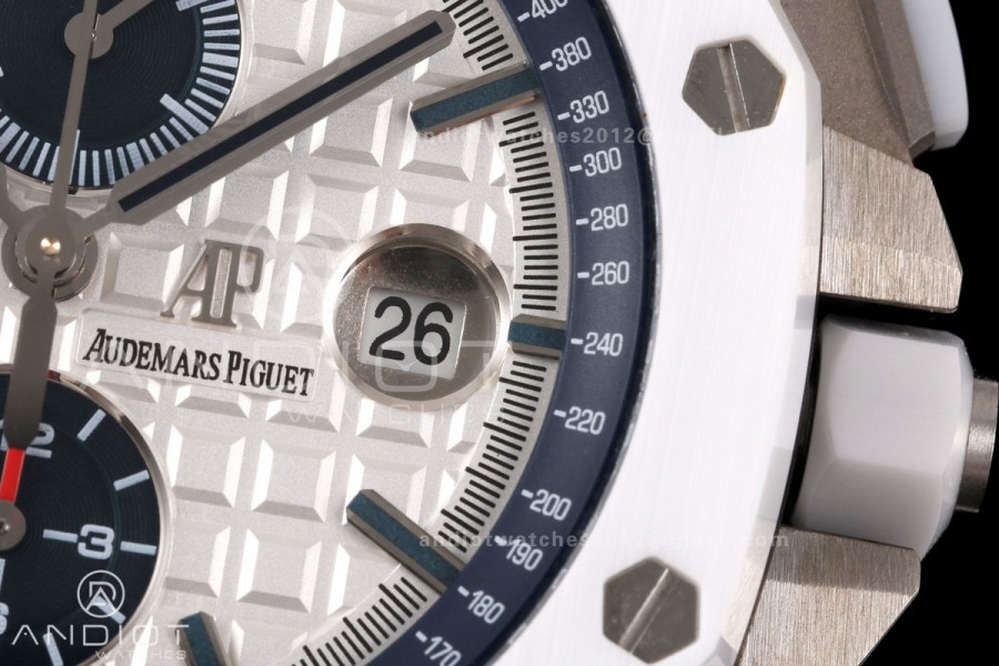 Royal Oak Offshore 44mm White Ceramic JF 1:1 Best Edition White Dial on Rubber Strap A3126