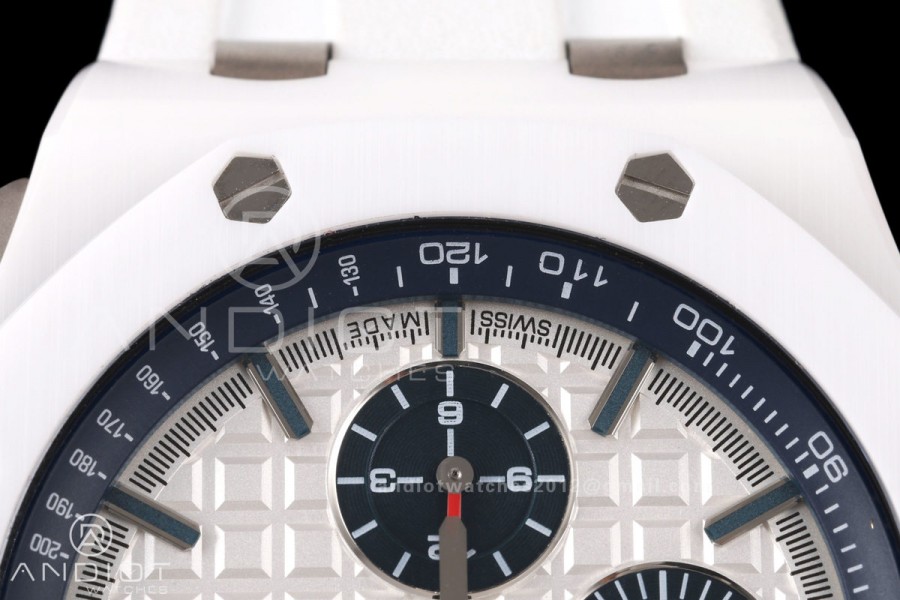 Royal Oak Offshore 44mm White Ceramic JF 1:1 Best Edition White Dial on Rubber Strap A3126