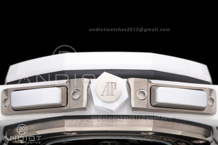 Royal Oak Offshore 44mm White Ceramic JF 1:1 Best Edition White Dial on Rubber Strap A3126