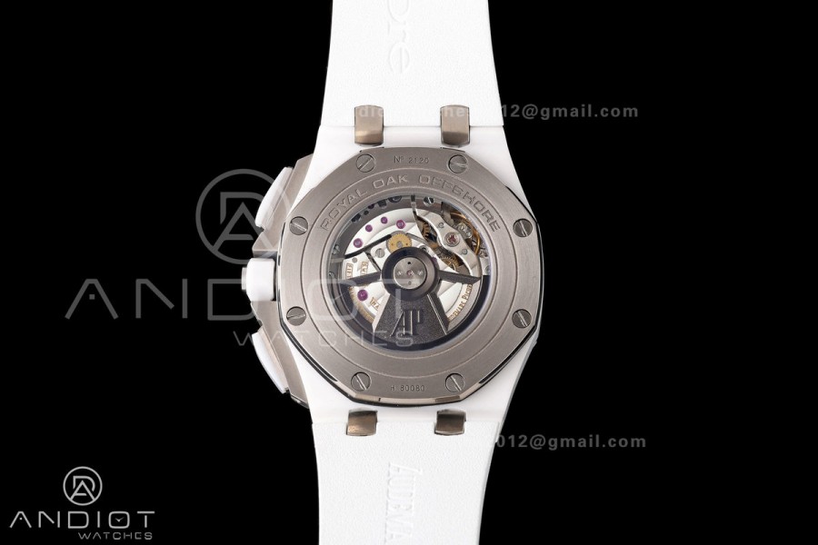 Royal Oak Offshore 44mm White Ceramic JF 1:1 Best Edition White Dial on Rubber Strap A3126