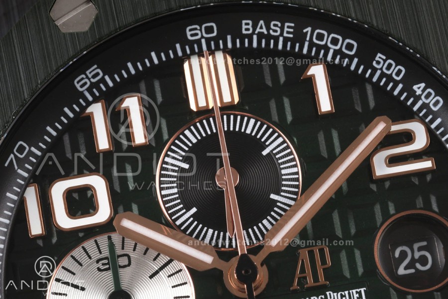 Royal Oak Offshore 44mm Ceramic Green Bezel JF 1:1 Best Edition Green Dial on Rubber Strap A3126