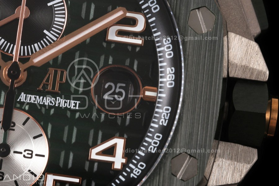 Royal Oak Offshore 44mm Ceramic Green Bezel JF 1:1 Best Edition Green Dial on Rubber Strap A3126