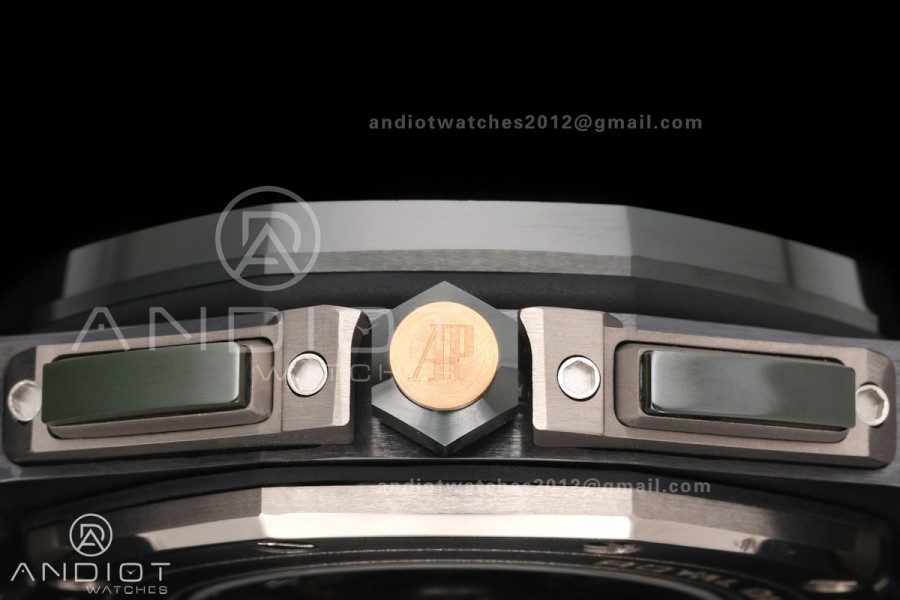Royal Oak Offshore 44mm Ceramic Green Bezel JF 1:1 Best Edition Green Dial on Rubber Strap A3126