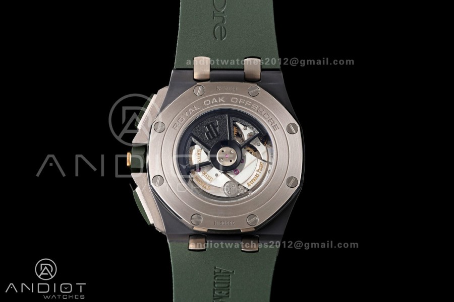 Royal Oak Offshore 44mm Ceramic Green Bezel JF 1:1 Best Edition Green Dial on Rubber Strap A3126
