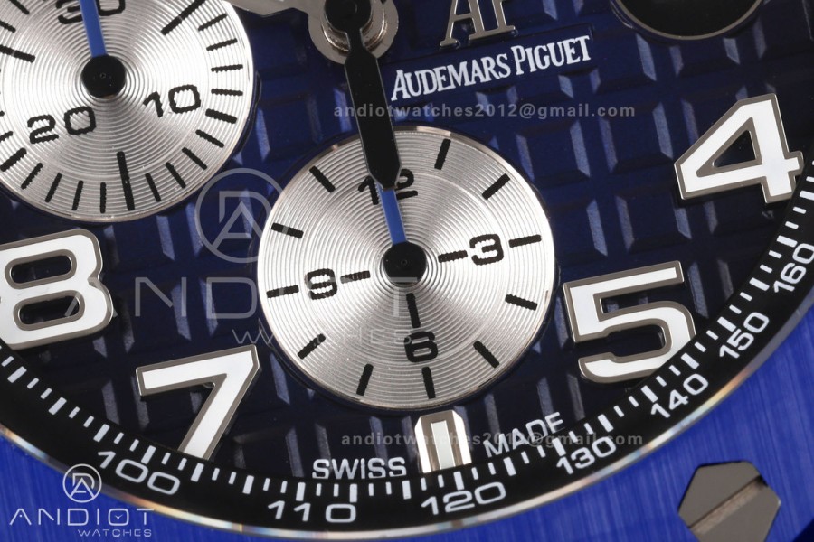 Royal Oak Offshore 44mm Ceramic Blue Bezel JF 1:1 Best Edition Blue Dial on Rubber Strap A3126