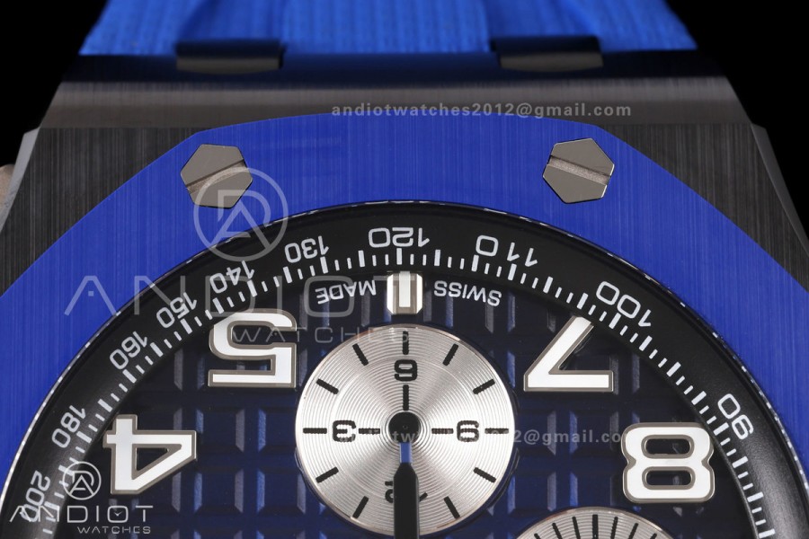 Royal Oak Offshore 44mm Ceramic Blue Bezel JF 1:1 Best Edition Blue Dial on Rubber Strap A3126