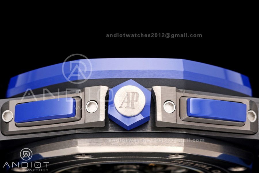 Royal Oak Offshore 44mm Ceramic Blue Bezel JF 1:1 Best Edition Blue Dial on Rubber Strap A3126