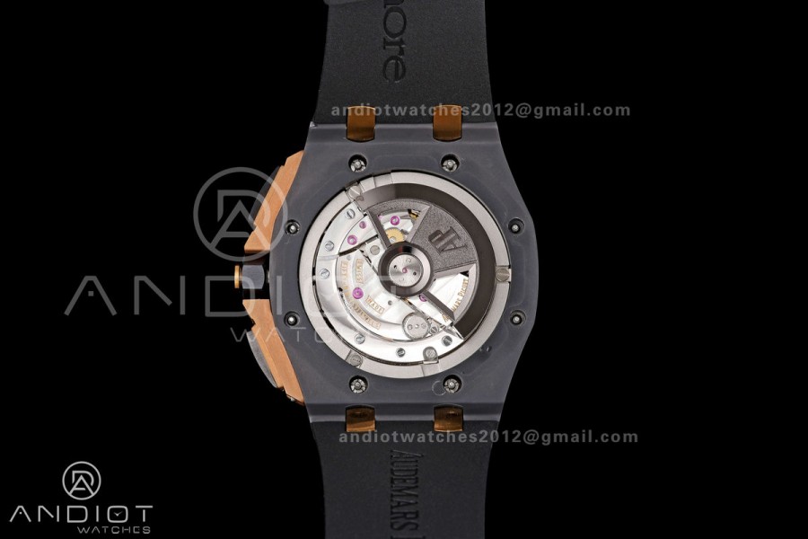 Royal Oak Offshore 44mm Black Ceramic RG Bezel JF 1:1 Best Edition Brown Ombre Dial on Rubber Strap A3126