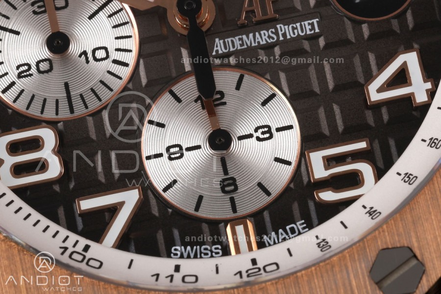 Royal Oak Offshore 44mm Black Ceramic RG Bezel JF 1:1 Best Edition Brown Ombre Dial on Rubber Strap A3126