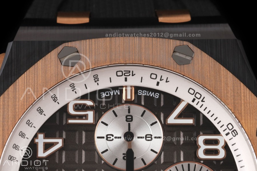 Royal Oak Offshore 44mm Black Ceramic RG Bezel JF 1:1 Best Edition Brown Ombre Dial on Rubber Strap A3126
