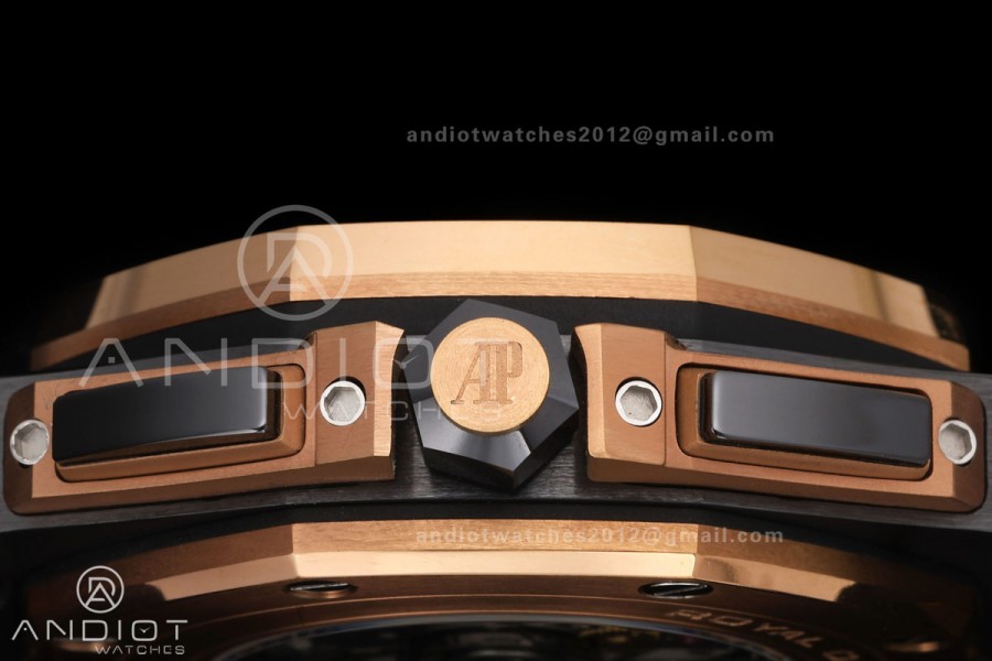 Royal Oak Offshore 44mm Black Ceramic RG Bezel JF 1:1 Best Edition Brown Ombre Dial on Rubber Strap A3126