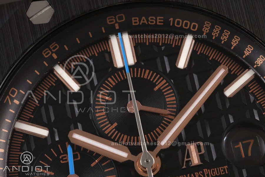 Royal Oak Offshore 44mm Black Ceramic Bezel JF 1:1 Best Edition Black Dial on Rubber Strap A3126