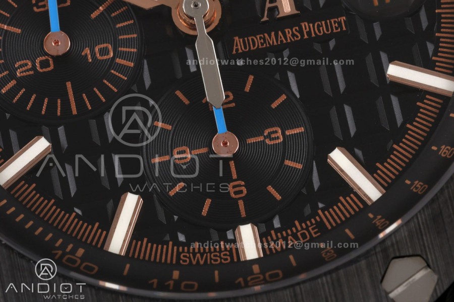 Royal Oak Offshore 44mm Black Ceramic Bezel JF 1:1 Best Edition Black Dial on Rubber Strap A3126