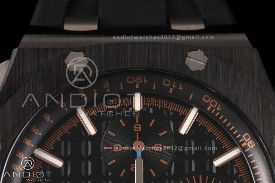 Royal Oak Offshore 44mm Black Ceramic Bezel JF 1:1 Best Edition Black Dial on Rubber Strap A3126