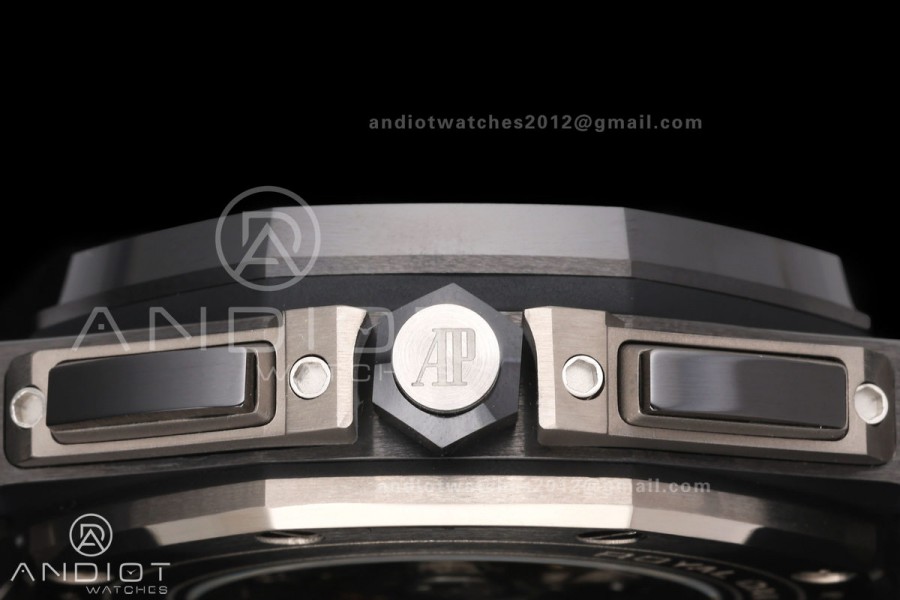 Royal Oak Offshore 44mm Black Ceramic Bezel JF 1:1 Best Edition Black Dial on Rubber Strap A3126