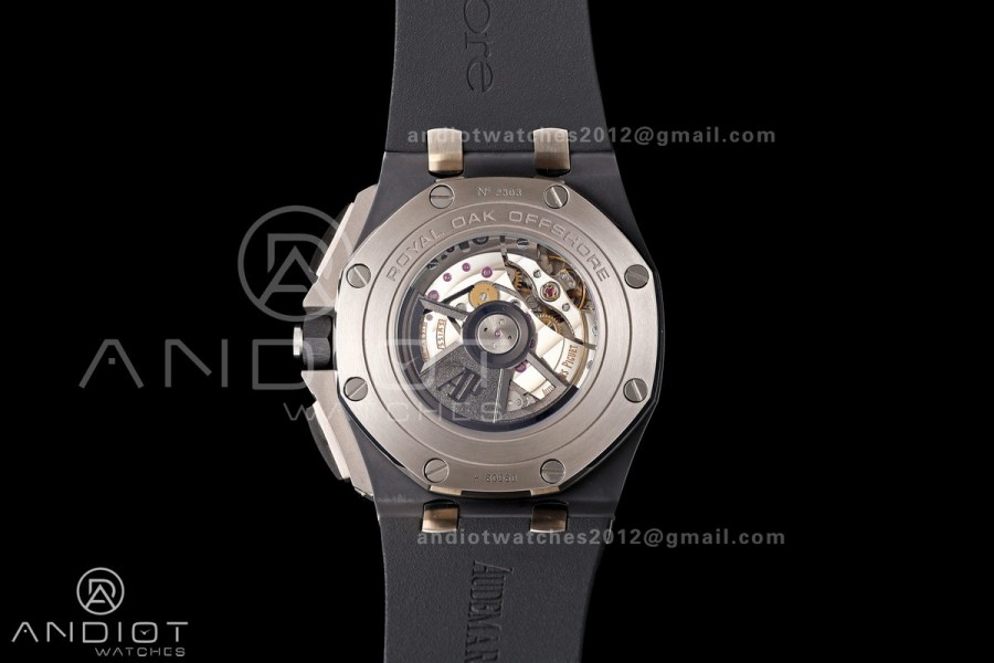 Royal Oak Offshore 44mm Black Ceramic Bezel JF 1:1 Best Edition Black Dial on Rubber Strap A3126
