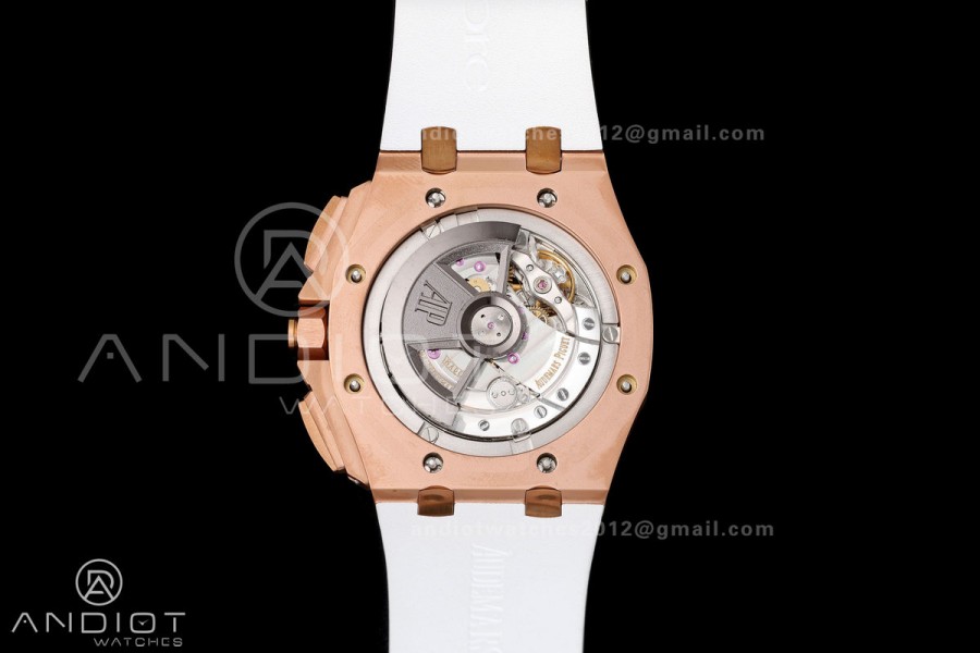 Royal Oak Offshore 44mm RG JF 1:1 Best Edition White Dial on Rubber Strap A3126