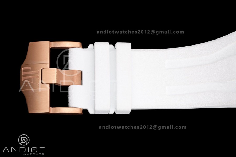 Royal Oak Offshore 44mm RG JF 1:1 Best Edition White Dial on Rubber Strap A3126