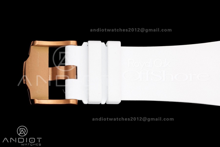 Royal Oak Offshore 44mm RG JF 1:1 Best Edition White Dial on Rubber Strap A3126