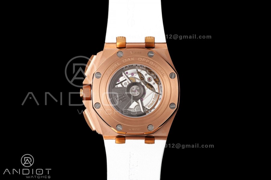 Royal Oak Offshore 44mm RG JF 1:1 Best Edition White Dial on Rubber Strap A3126