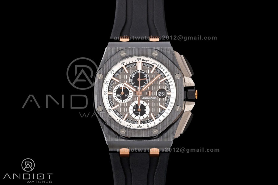Royal Oak Offshore 44mm Black Ceramic JF 1:1 Best Edition Gray Dial on Rubber Strap A3126