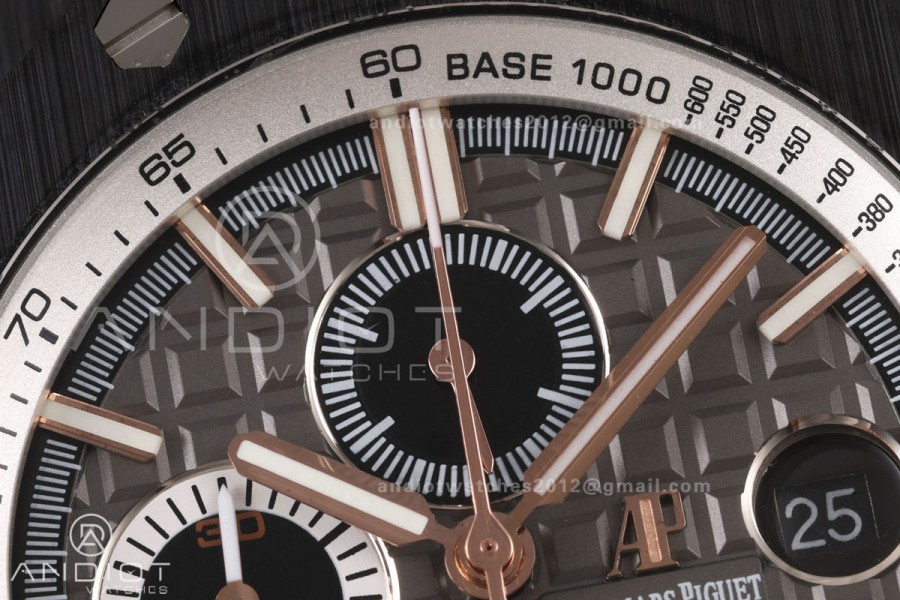 Royal Oak Offshore 44mm Black Ceramic JF 1:1 Best Edition Gray Dial on Rubber Strap A3126
