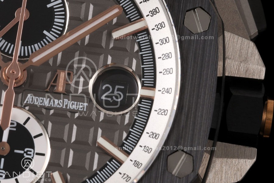 Royal Oak Offshore 44mm Black Ceramic JF 1:1 Best Edition Gray Dial on Rubber Strap A3126