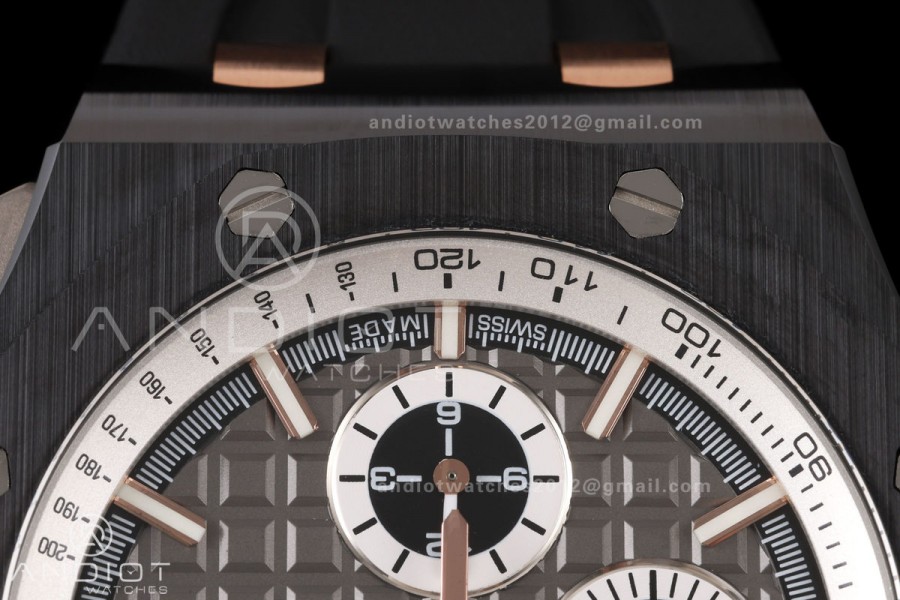 Royal Oak Offshore 44mm Black Ceramic JF 1:1 Best Edition Gray Dial on Rubber Strap A3126