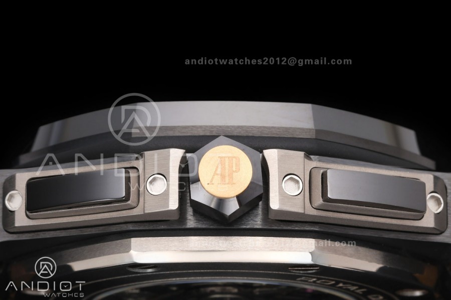 Royal Oak Offshore 44mm Black Ceramic JF 1:1 Best Edition Gray Dial on Rubber Strap A3126